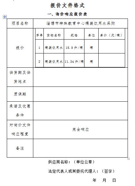 淄博市特殊教育中心桶装饮用水采购询价通告